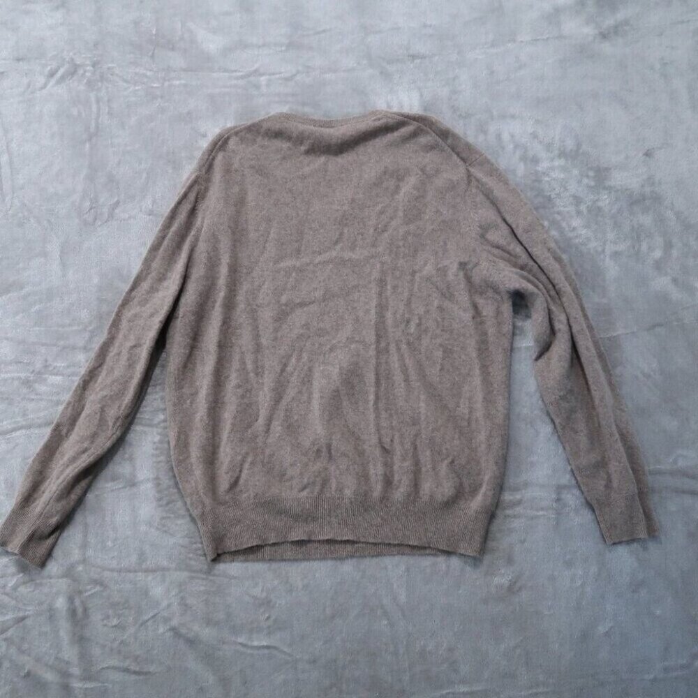 Jos A Bank Sweater Mens L Brown Cashmere V Neck Knit Long Sleeve Pullover Soft - Picture 3 of 13